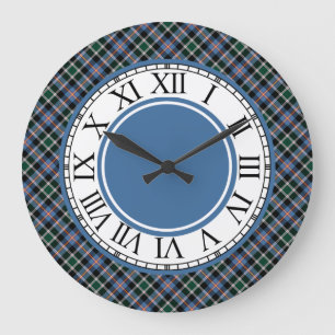Colorado Tartan Blue Plaid Large Clock