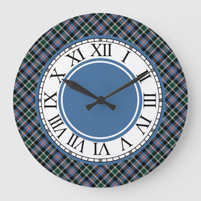 Colorado Tartan Blue Plaid Large Clock (Front)