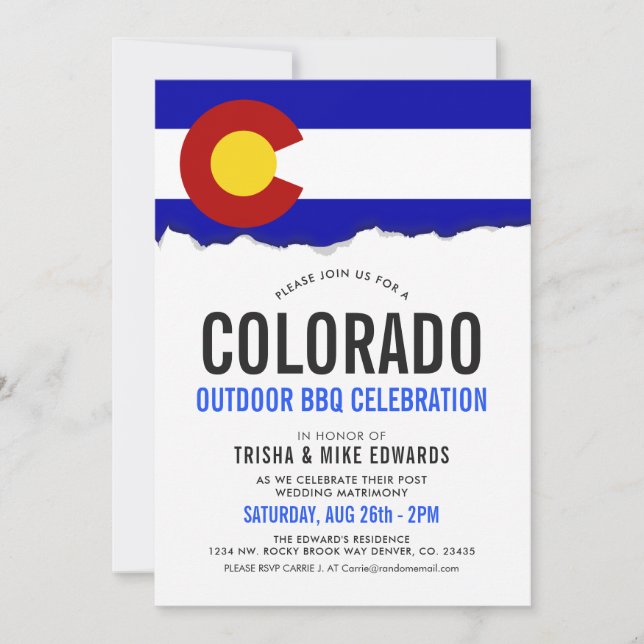 Colorado Themed BBQ | Party Flag Invite (Front)