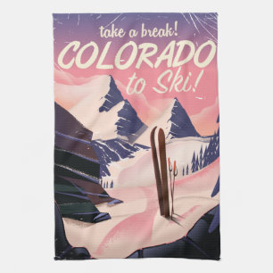 Colorado to Ski! Vintage travel poster Tea Towel