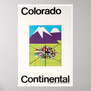 Colorado Travel Poster Continental Airlines Art
