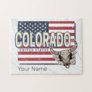 Colorado United States Retro State Map Vintage USA Jigsaw Puzzle