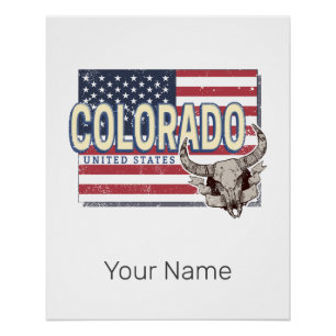 Colorado United States Retro State Map Vintage USA Poster