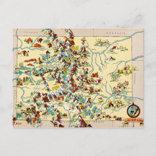 Colorado Vintage Map Postcard