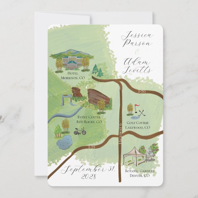 Colorado Wedding Weekend Map Details Card (Front)
