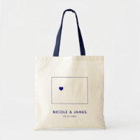 Colorado Wedding Welcome Bag Tote, Navy Blue Map