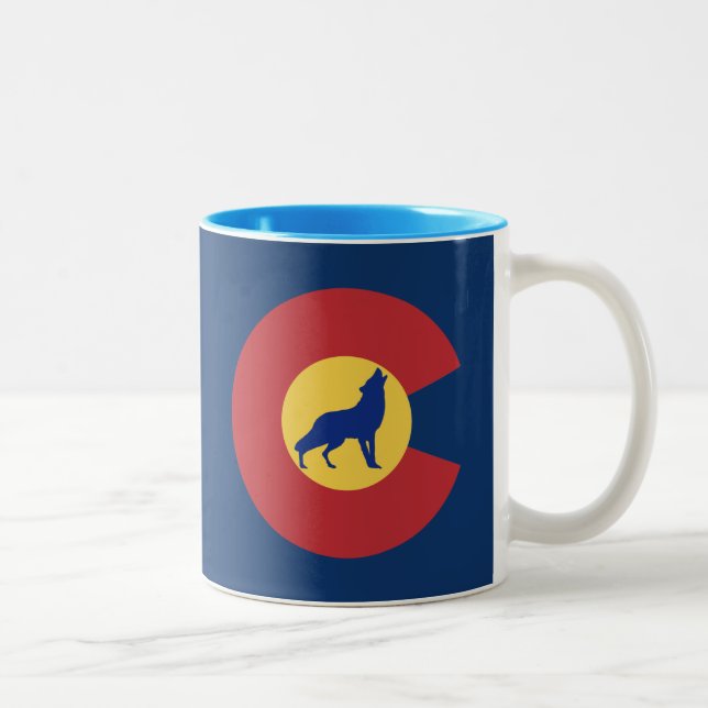 Colorado Wolf Two-Tone Coffee Mug (Right)