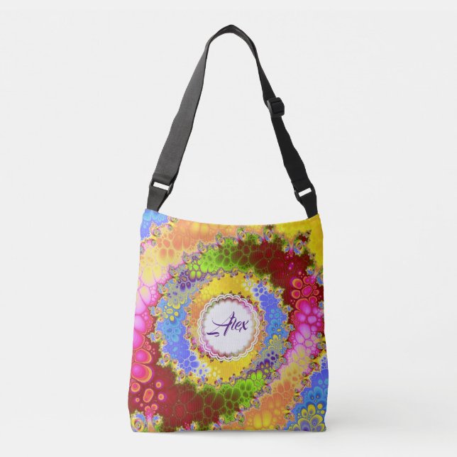 Colorama Spiral Add Your Text Crossbody Bag (Front)