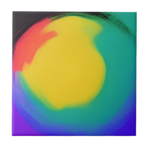 Colorball abstract art yellow green red indigo ceramic tile