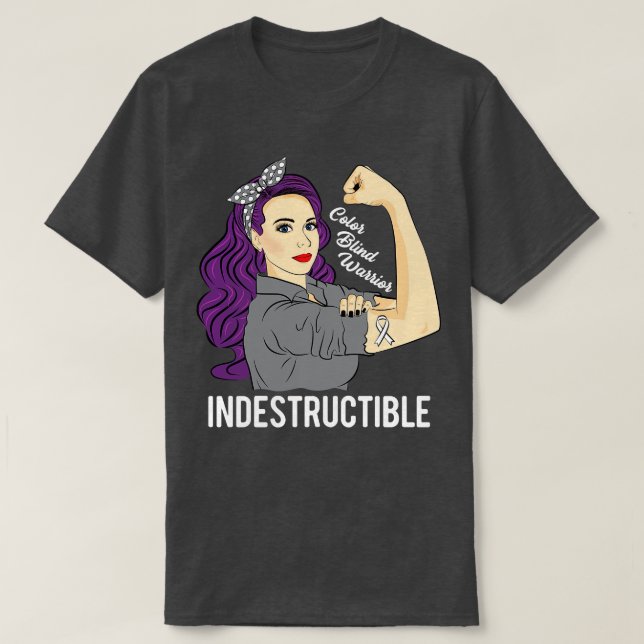 Colorblind Warrior Indestructible Colour Blind Awa T-Shirt (Design Front)