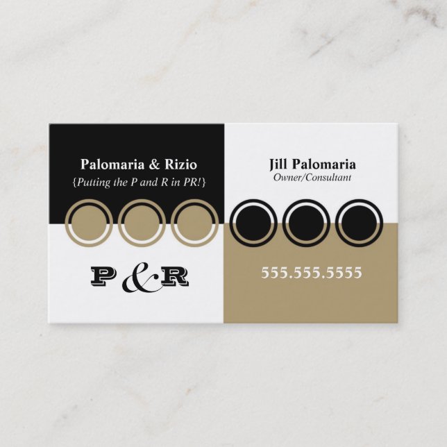 Colorblock Business Card in Black and Tan (Front)