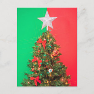 colorblock christmas tree holiday postcard