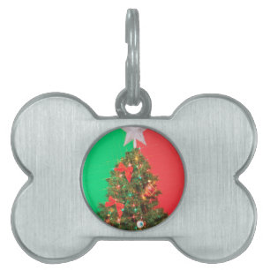 colorblock christmas tree pet name tag