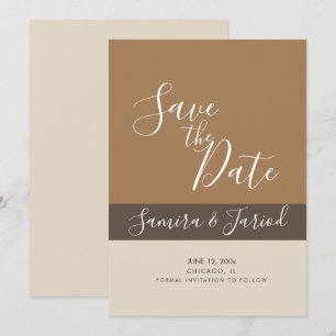 Colorblock Geometrical Brown Save the Dates Card