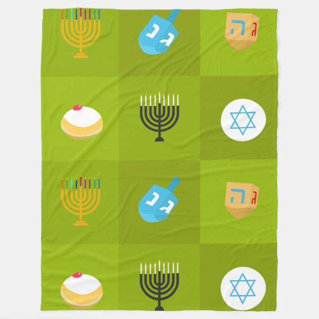 colorblock green hanukkah fleece blanket (Front)