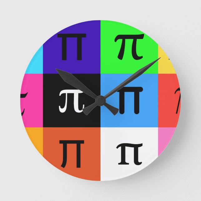 colorblock happy pi day round clock (Front)
