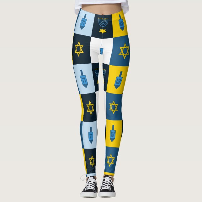 colorblock hebrew hanukkah leggings (Front)