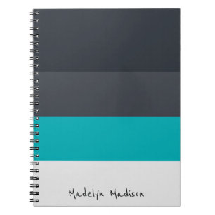 Colorblock Horizontal Stripe Black & Grey Notebook