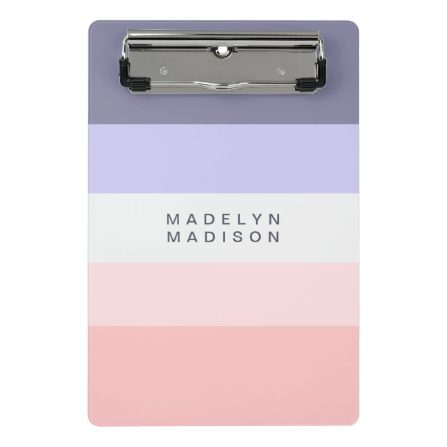 Colorblock Horizontal Stripe Peach & Purple  Mini Clipboard (Front)