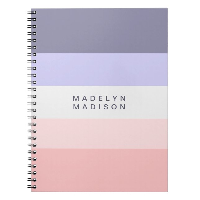Colorblock Horizontal Stripe Peach & Purple  Notebook (Front)