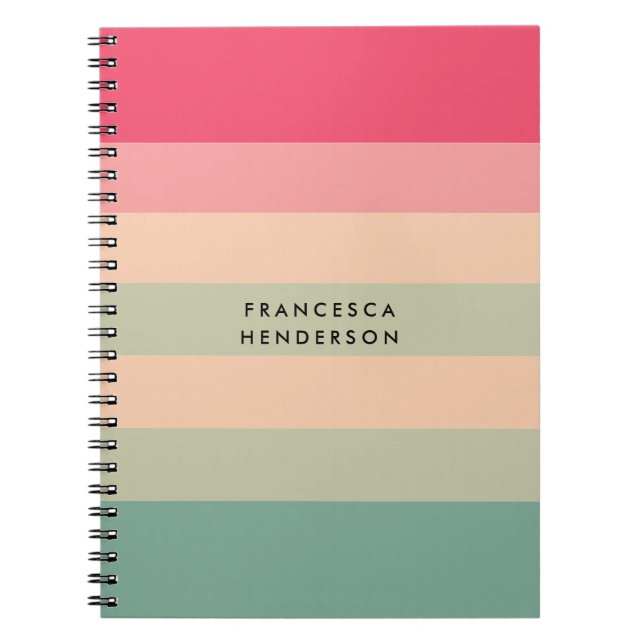 Colorblock Horizontal Stripe Pink Notebook (Front)