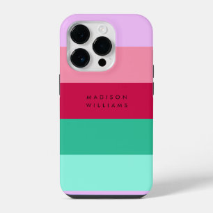 Colorblock Horizontal Stripe Viva Magenta Spring iPhone 14 Pro Case