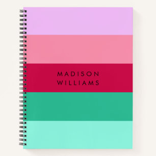 Colorblock Horizontal Stripe Viva Magenta Spring Notebook