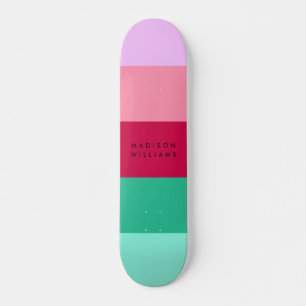 Colorblock Horizontal Stripe Viva Magenta Spring  Skateboard