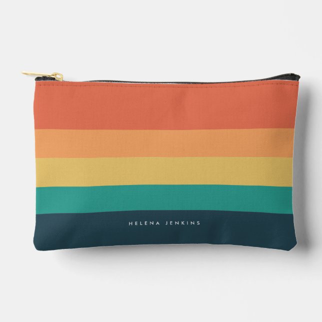 Colorblock Horizontal Striped Colourful Monogram Accessory Pouch (Front)