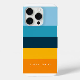 Colorblock Horizontal Striped Colourful Monogram iPhone 15 Pro Case