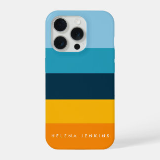 Colorblock Horizontal Striped Colourful Monogram iPhone 15 Pro Case