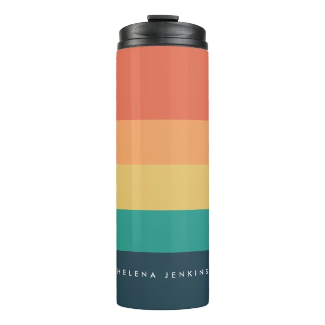 Colorblock Horizontal Striped Colourful Monogram Thermal Tumbler (Front)
