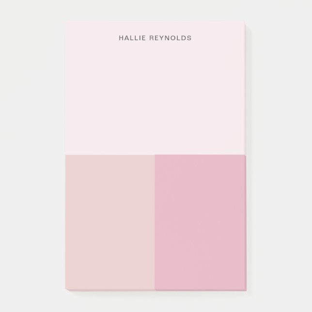 Colorblock Monogram Blush Pastel Pale Pink Post-it Notes (Front)