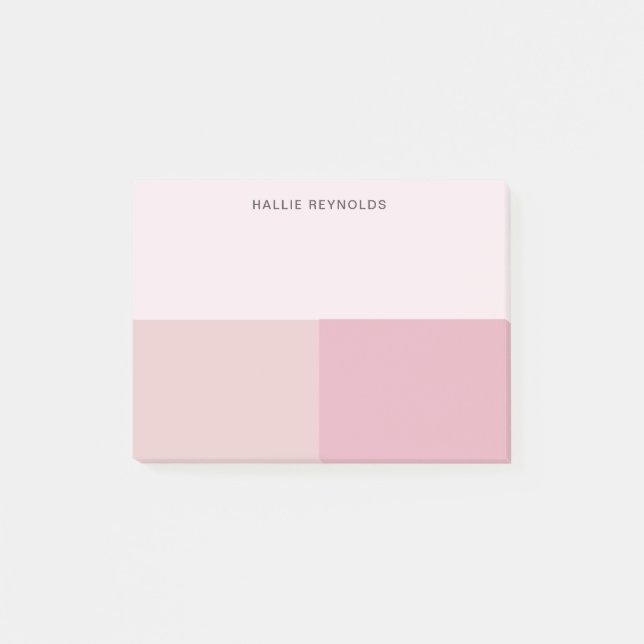 Colorblock Monogram Blush Pastel Pale Pink Post-it Notes (Front)