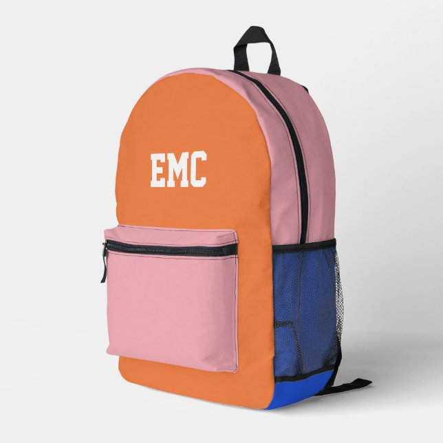 Colorblock Monogram Personalised Printed Backpack (Back Corner Right)