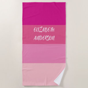 Colorblock Pink Horizontal Stripe Beach Towel