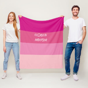 Colorblock Pink Horizontal Stripe Fleece Blanket