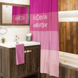 Colorblock Pink Horizontal Stripe Shower Curtain