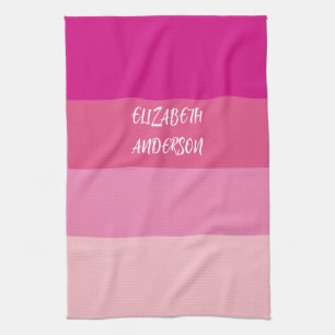 Colorblock Pink Horizontal Stripe Tea Towel