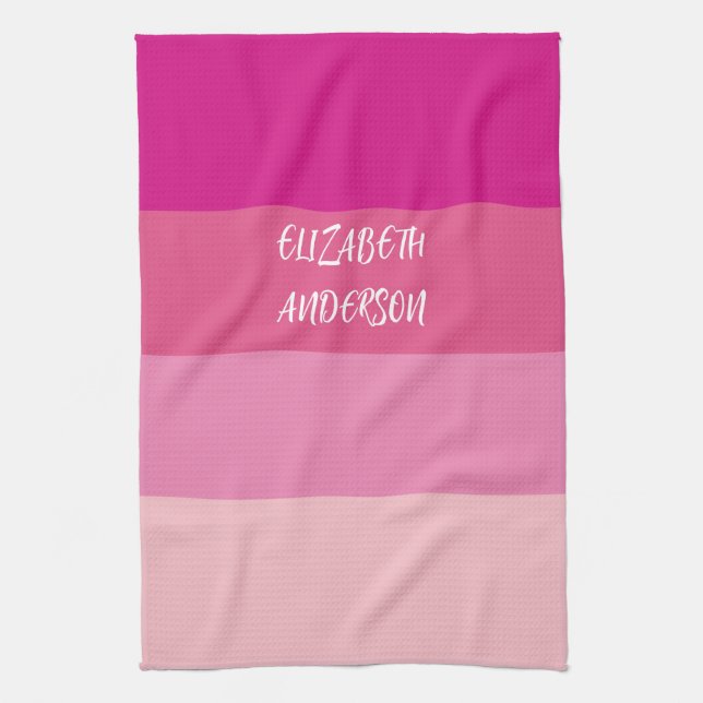 Colorblock Pink Horizontal Stripe Tea Towel (Vertical)