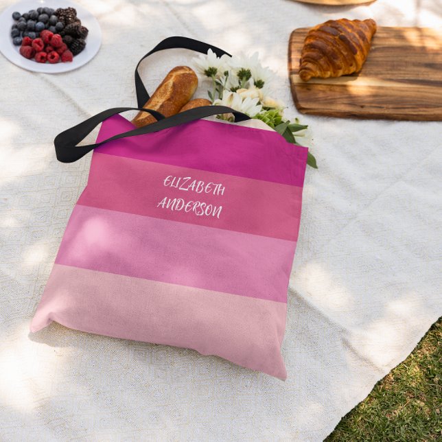 Colorblock Pink Horizontal Stripe Tote Bag (Creator Uploaded)