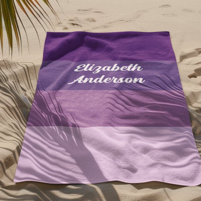 Colorblock Purple Horizontal Stripe Beach Towel (Creator Uploaded)