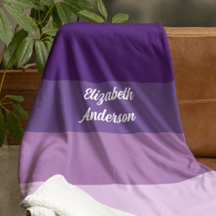 Colorblock Purple Horizontal Stripe Sherpa Blanket