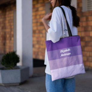 Colorblock Purple Horizontal Stripe Tote Bag