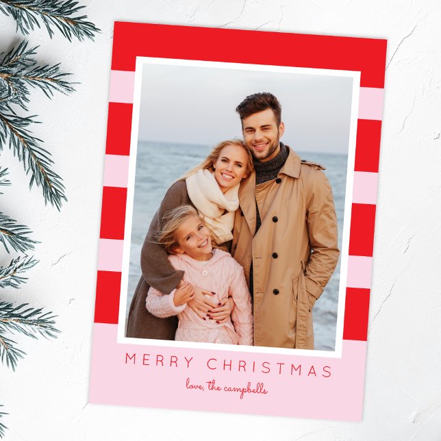 Colorblock Stripes Christmas Photo card (Creator Uploaded)