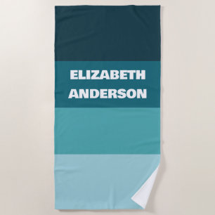 Colorblock Teal Horizontal Stripe Beach Towel