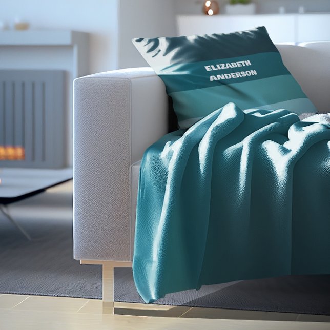 Colorblock Teal Horizontal Stripe Cushion (Creator Uploaded)