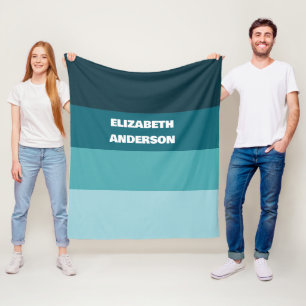 Colorblock Teal Horizontal Stripe Fleece Blanket