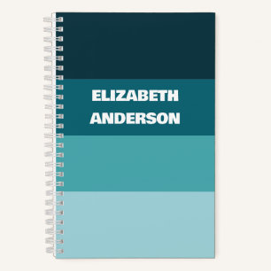 Colorblock Teal Horizontal Stripe Notebook