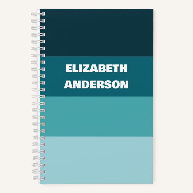 Colorblock Teal Horizontal Stripe Notebook (Front)